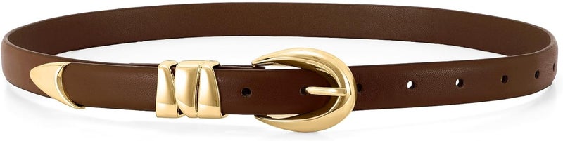 WHIPPY Women Skinny Leather Belt for Jeans Pants Dresses Ladies Fashion Waist Belt with Shiny Gold Buckle - Image 1